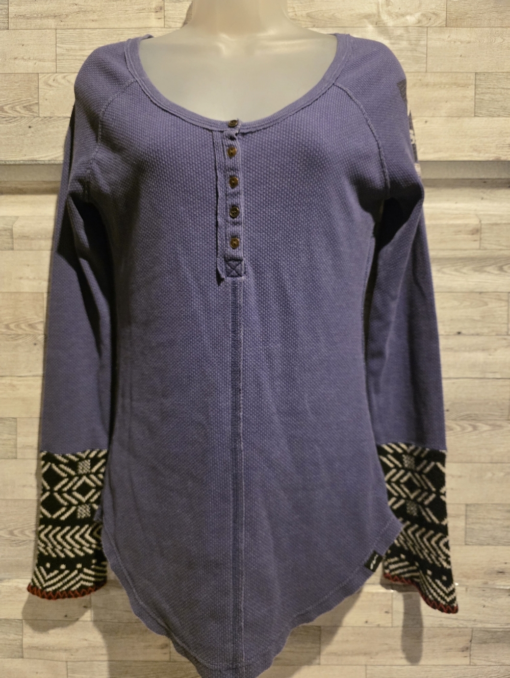 LG Techstyles Deep Purple Waffle-Knit Henley
